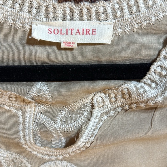 Solitaire Cream Embroidered 3/4 Sleeve Blouse - Picture 2 of 5